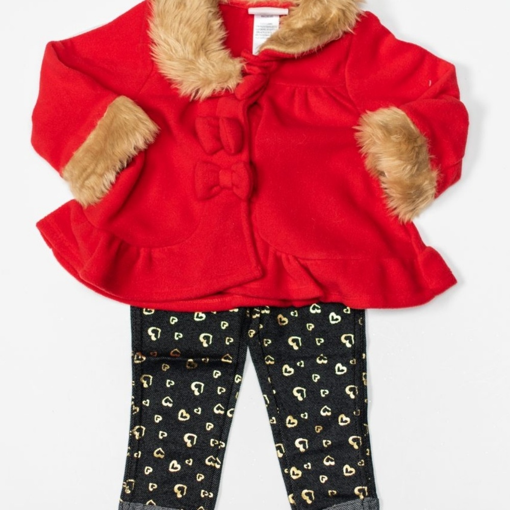 Little Lass Baby Girl Red/Black Leggings Set
